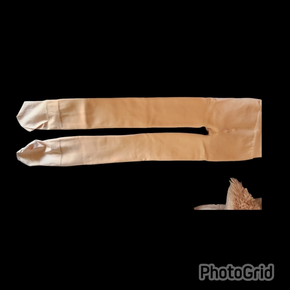 Fleece lined, beige, warm, winter, tights with feet. Sz Small - Picture 3 of 6